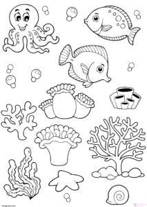 dibujos de mariscos y pescados