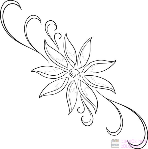  ᐈ Dibujos de Flores【TOP】Fáciles para colorear
