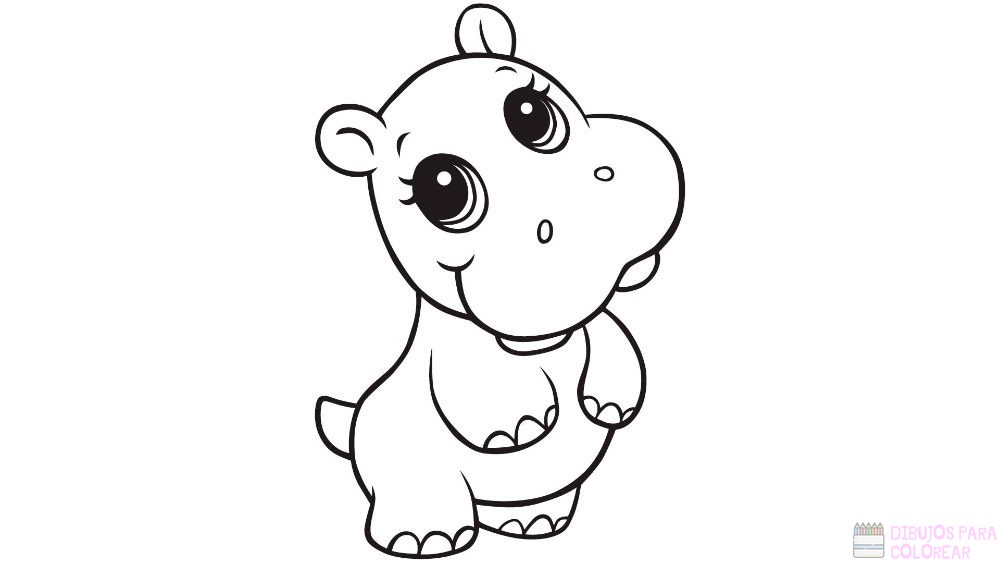  🥇 Dibujos de Hipopótamos【  】rapidos para colorear